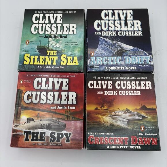 Clive‎ Cussler Lot Of 4 CD Audiobook Unabridged Novels Spy Sea Arctic Cresent - Picture 1 of 6